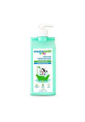 Mamaearth Milky Soft Head to Toe Wash With Oats, Milk, and Calendula for Babies 400 ml | pH 5.5 | 2-in-1 Tear-Free Body Wash & Shampoo