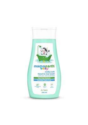 Mamaearth Milky Soft Head to Toe Wash With Oats, Milk, and Calendula for Babies- 200 ml | 2-in-1 Tear-Free Body Wash & Shampoo | Travel-friendly Pack