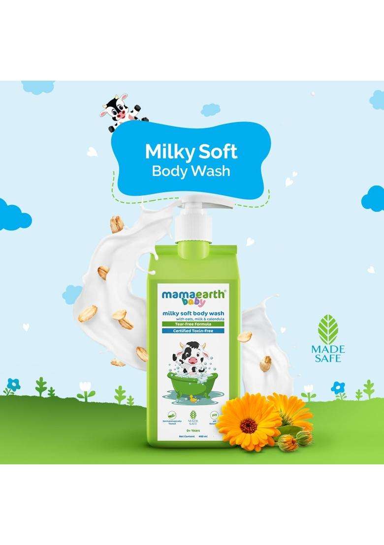 Mamaearth Milky Soft Body Wash for Babies with Oats, Milk and Calendula (400 ml) - Indya