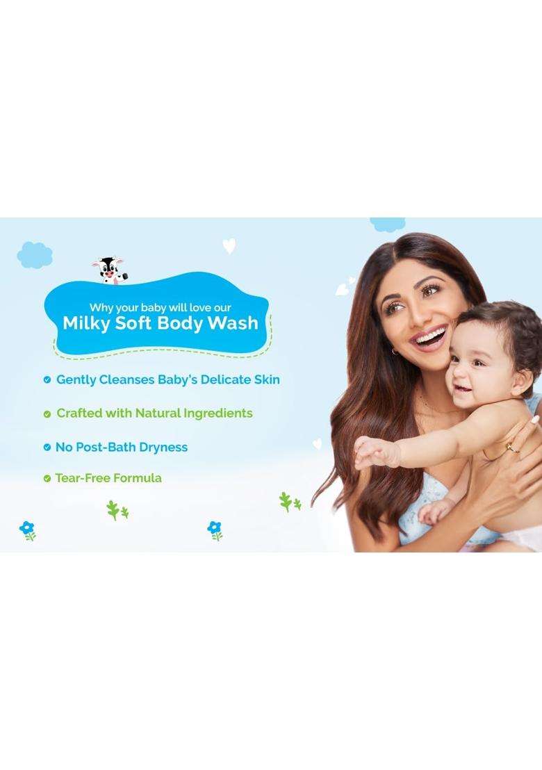 Mamaearth Milky Soft Body Wash for Babies with Oats, Milk and Calendula (400 ml) - Indya