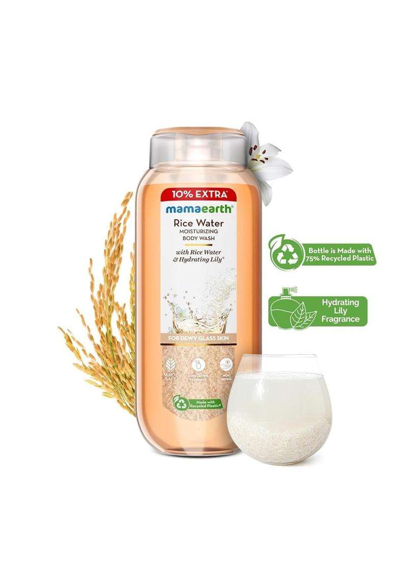 Mamaearth Rice Water Moisturizing Body Wash with Rice Water & Hydrating Lily Scent for Dewy Glass Skin 275 ml | Intensely Moisturizes | Gentle - Indya