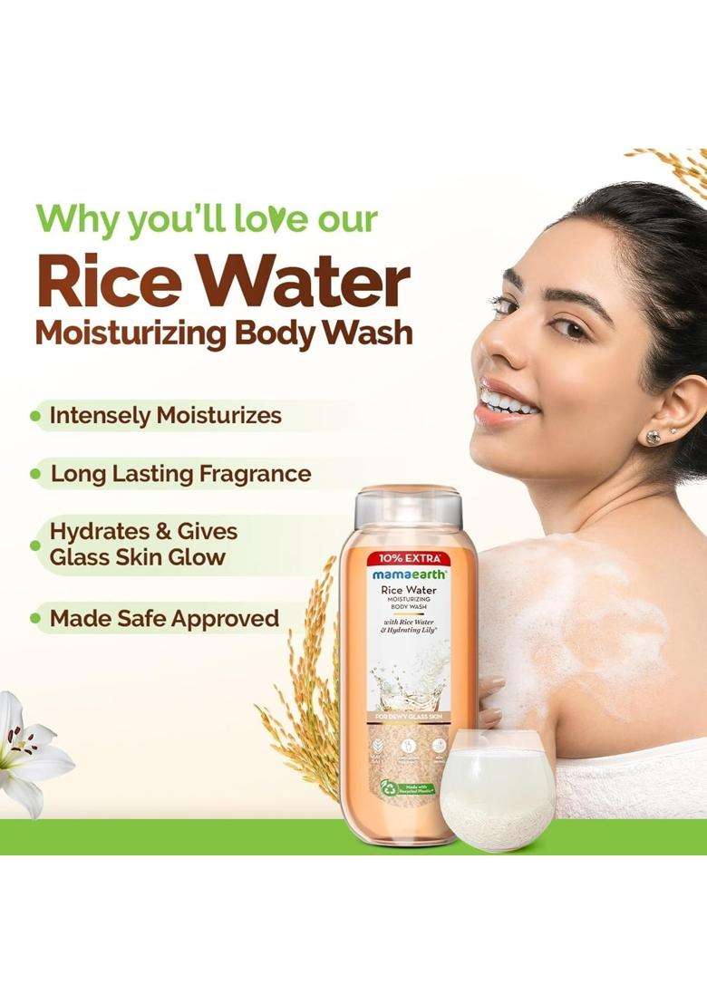 Mamaearth Rice Water Moisturizing Body Wash with Rice Water & Hydrating Lily Scent for Dewy Glass Skin 275 ml | Intensely Moisturizes | Gentle - Indya