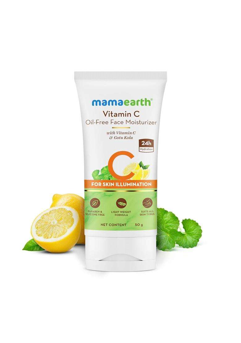 Mamaearth Vitamin C Oil-Free Moisturizer For Face with Vitamin C and Gotu Kola for Skin Illumination -50g | Non-Sticky | Restores Radiance - Indya