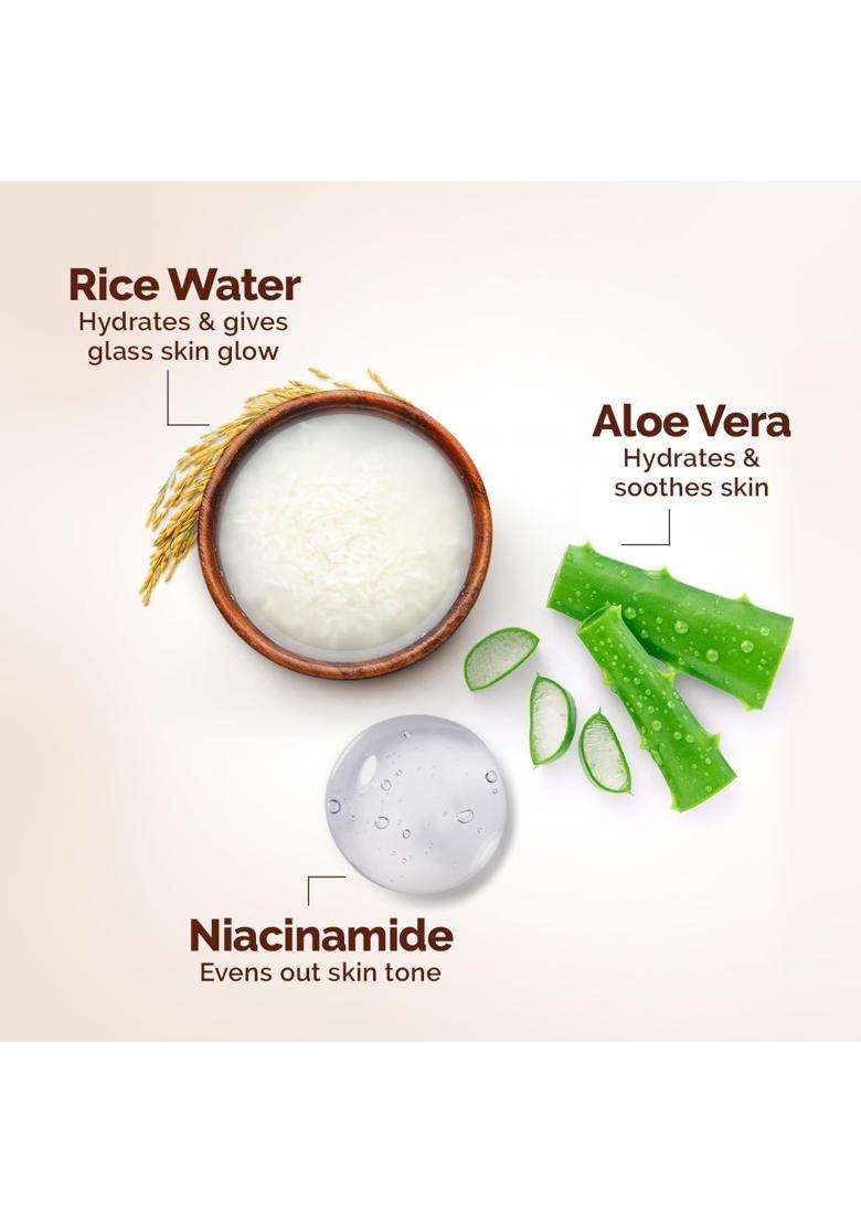 Mamaearth Rice Oil-Free Face Moisturizer With Rice Water & Niacinamide for Glass Skin 150 g | 24-Hour Hydration | Brightens Skin Tone - Indya