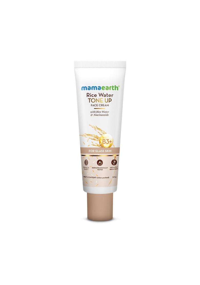 Mamaearth Rice Water Tone Up Face Cream with Rice Water & Niacinamide for Glass Skin 50g | Instantly Brightens | Even Skin Tone | Adds Glow - Indya