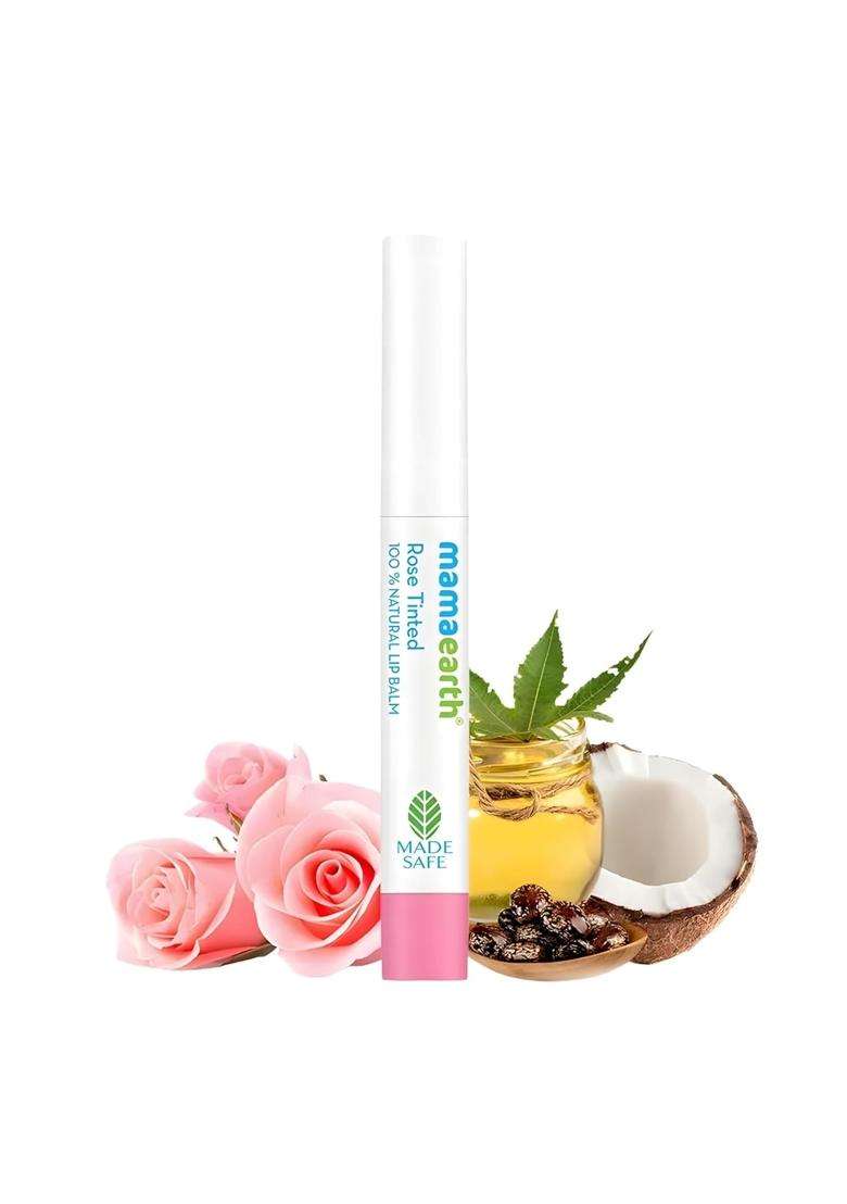 Mamaearth 100% Natural Lip Balm for Women & Men 2g (Rose) | Natural Tint, 12-Hour Moisturization | Heals Dry & Chapped Lips - Indya