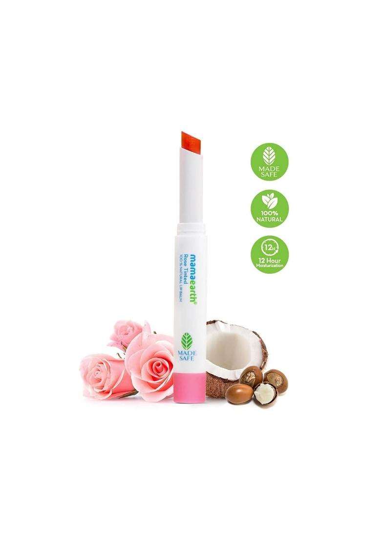 Mamaearth 100% Natural Lip Balm for Women & Men 2g (Rose) | Natural Tint, 12-Hour Moisturization | Heals Dry & Chapped Lips - Indya