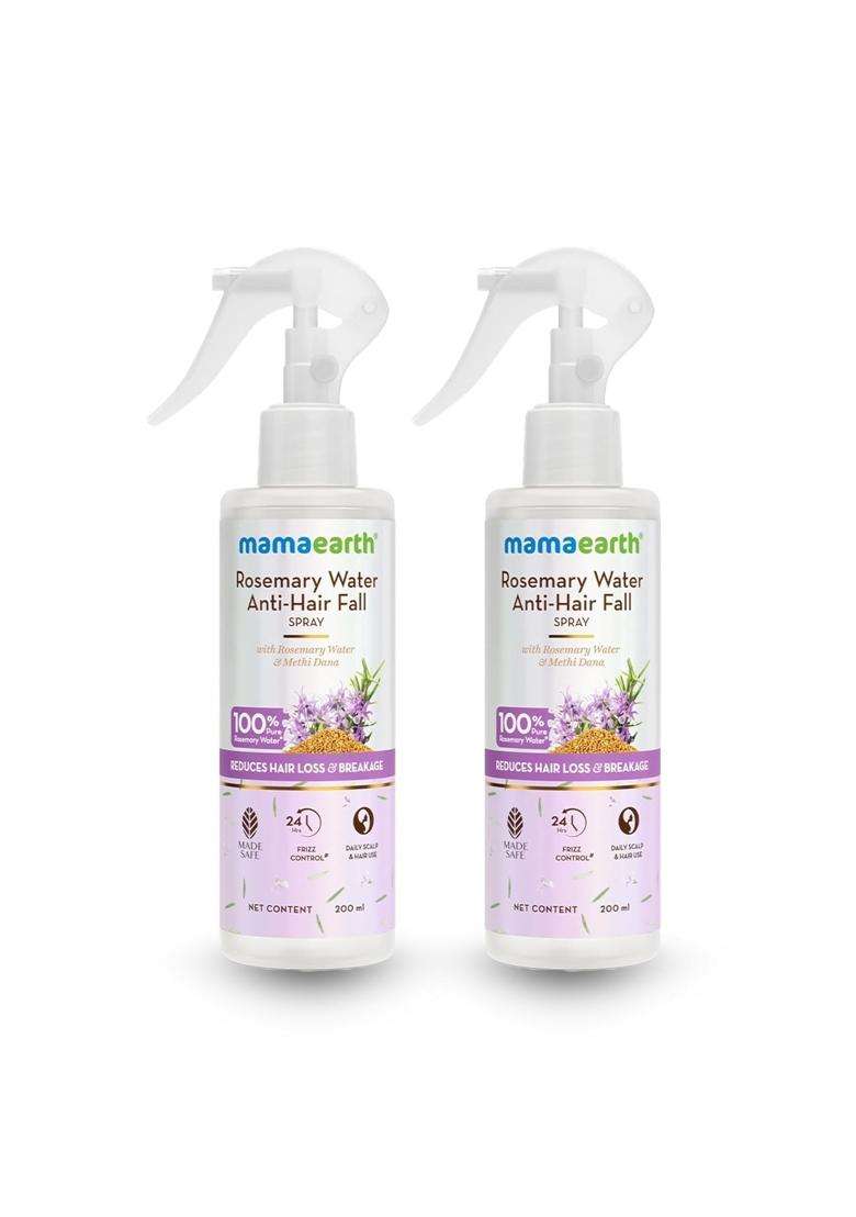 Mamaearth Rosemary Water Anti-Hair Fall Spray with 100% Pure Rosemary Water & Methi Dana 200 ml x 2 | For Hair Growth | Stronger & Denser Hair - Indya