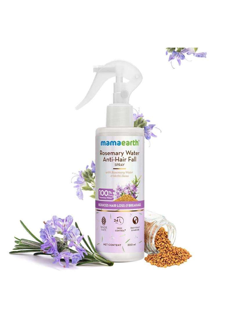 Mamaearth Rosemary Water Anti-Hair Fall Spray with 100% Pure Rosemary Water & Methi Dana 200 ml x 2 | For Hair Growth | Stronger & Denser Hair - Indya