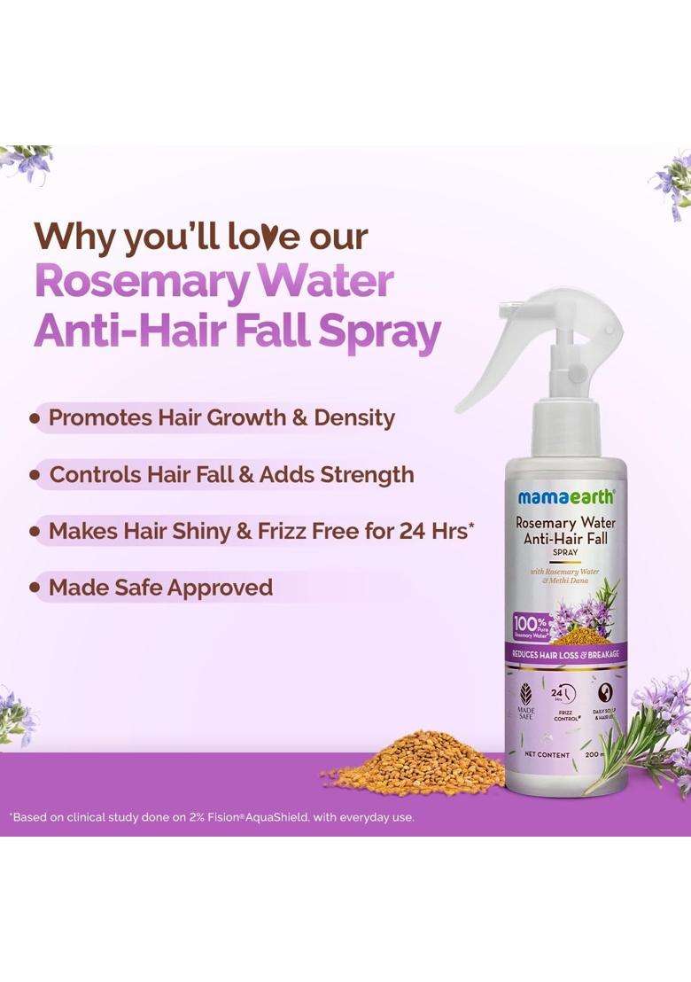 Mamaearth Rosemary Water Anti-Hair Fall Spray with 100% Pure Rosemary Water & Methi Dana 200 ml x 2 | For Hair Growth | Stronger & Denser Hair - Indya