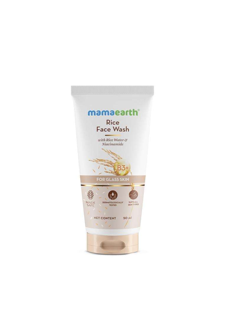 Mamaearth Rice Face Wash With Rice Water & Niacinamide for Glass Skin 50 ml - Indya