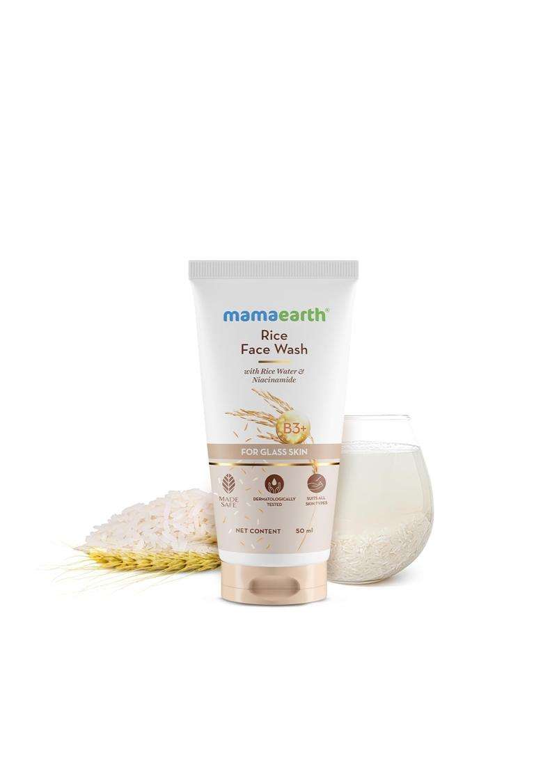 Mamaearth Rice Face Wash With Rice Water & Niacinamide for Glass Skin 50 ml - Indya