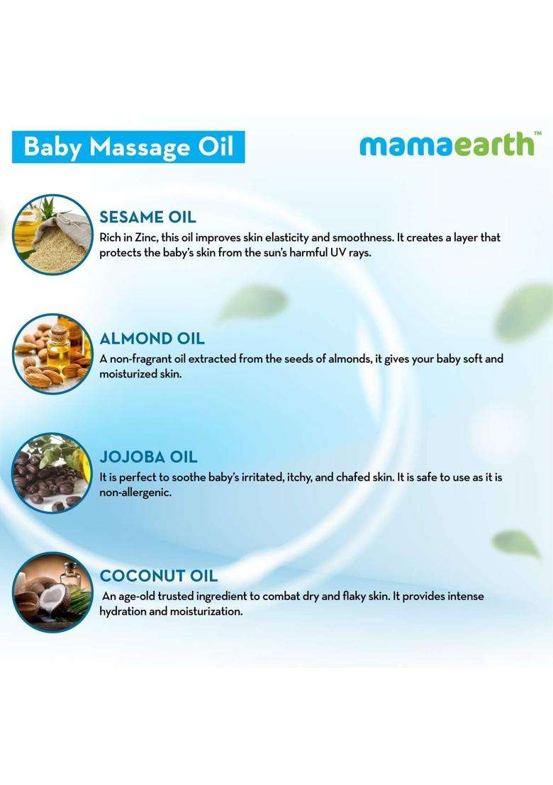 Mamaearth Soothing Massage Oil for Babies 200 ml | Infused with Sesame, Almond & Jojoba Oil - Indya