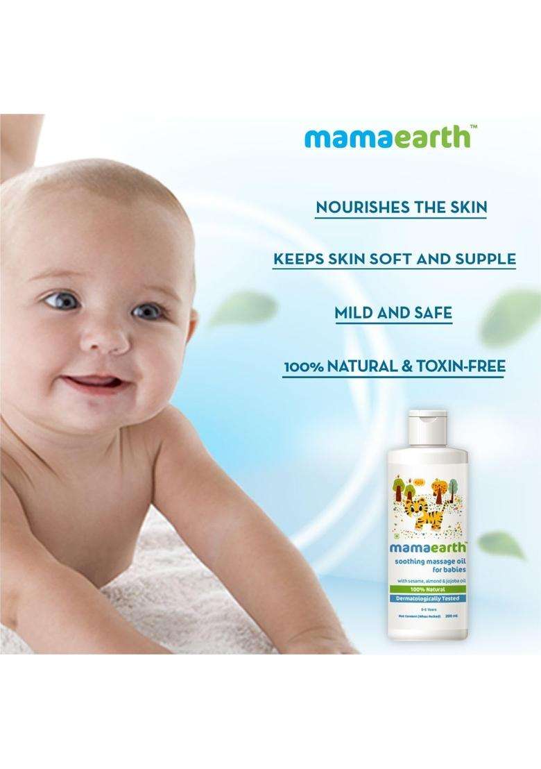 Mamaearth Soothing Massage Oil for Babies 200 ml | Infused with Sesame, Almond & Jojoba Oil - Indya