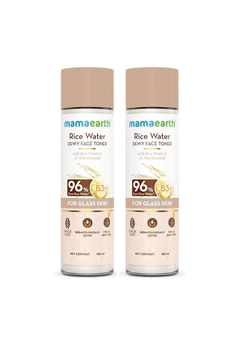 Mamaearth Rice Water Dewy Face Toner with Rice Water & 4% Niacinamide for Glass Skin 150 ml (Pack of 2) | Intensely Hydrates | Minimizes Pores - Indya