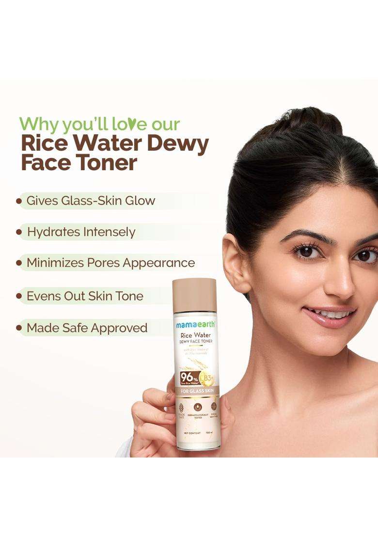 Mamaearth Rice Water Dewy Face Toner with Rice Water & 4% Niacinamide for Glass Skin 150 ml (Pack of 2) | Intensely Hydrates | Minimizes Pores - Indya