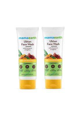 Mamaearth Ubtan Natural Face Wash with Turmeric & Saffron for Tan Removal and Skin Brightening 100 ml (Pack of 2)