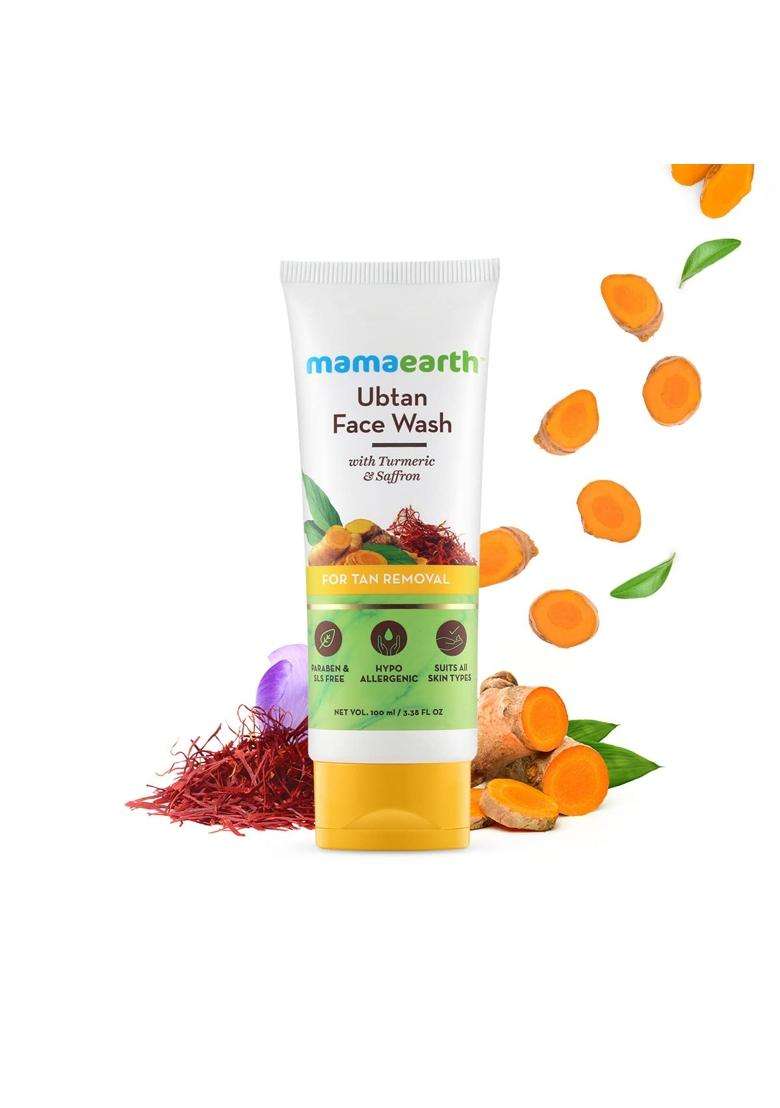 Mamaearth Ubtan Natural Face Wash with Turmeric & Saffron for Tan Removal and Skin Brightening 100 ml (Pack of 2) - Indya