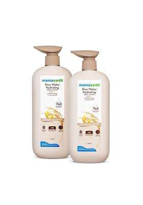 Mamaearth Rice Water Hydrating Body Lotion with Rice Water & Niacinamide for Dewy Glass Skin 400 ml (Pack of 2) | 48H Moisturization | For Dry Skin
