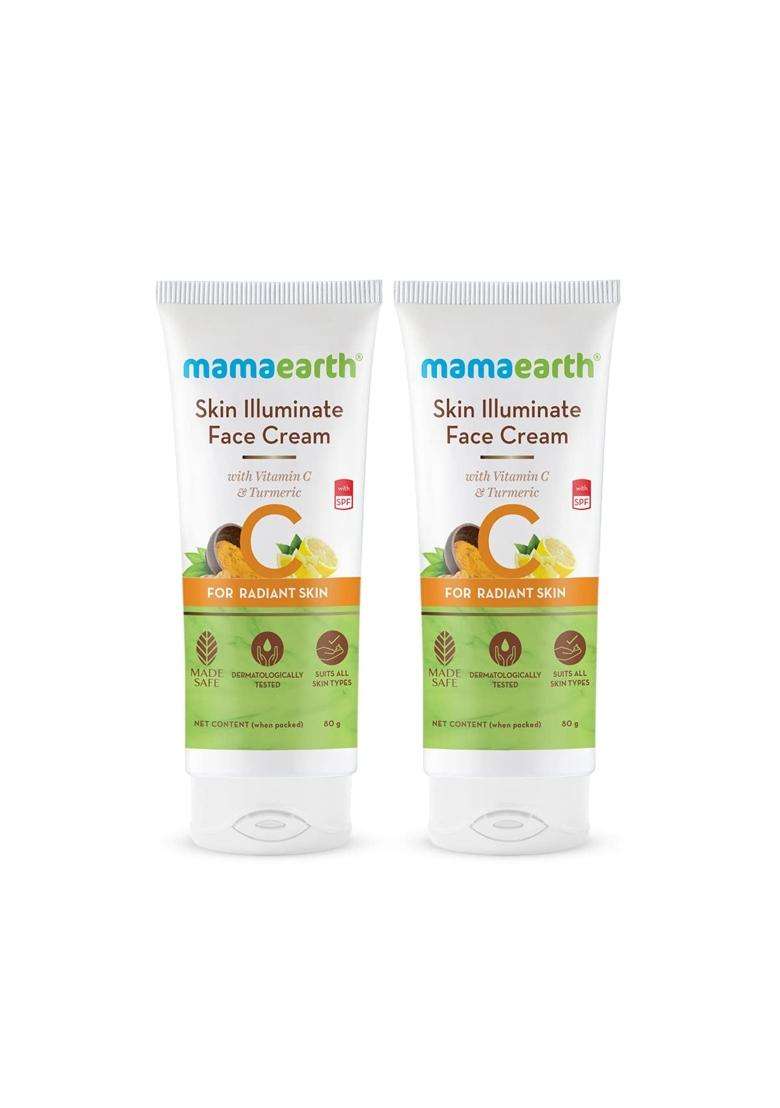 Mamaearth Skin Illuminate Face Cream, for skin brightening, with Vitamin C and Turmeric for Radiant Skin 80 g (Pack of 2) - Indya