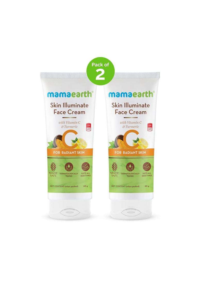 Mamaearth Skin Illuminate Face Cream, for skin brightening, with Vitamin C and Turmeric for Radiant Skin 80 g (Pack of 2) - Indya