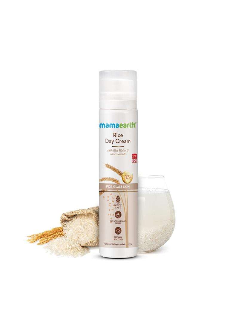 Mamaearth Rice Day Cream for daily use, With Rice Water & Niacinamide for Glass Skin 50 g - Indya