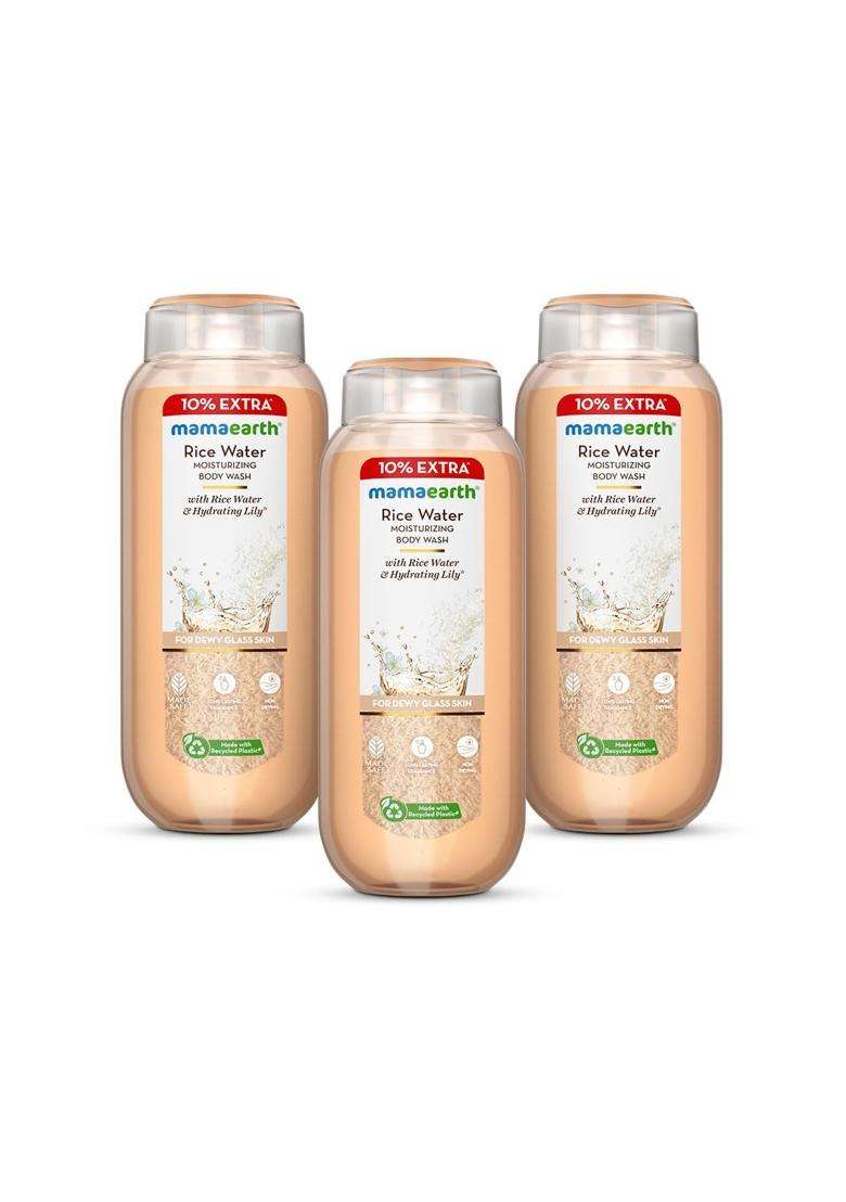 Mamaearth Rice Water Moisturizing Body Wash with Rice Water & Hydrating Lily Scent for Dewy Glass Skin 275 ml (Pack of 3) | Intensely Moisturizes - Indya