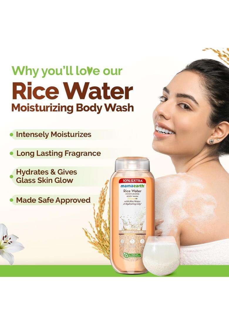 Mamaearth Rice Water Moisturizing Body Wash with Rice Water & Hydrating Lily Scent for Dewy Glass Skin 275 ml (Pack of 3) | Intensely Moisturizes - Indya