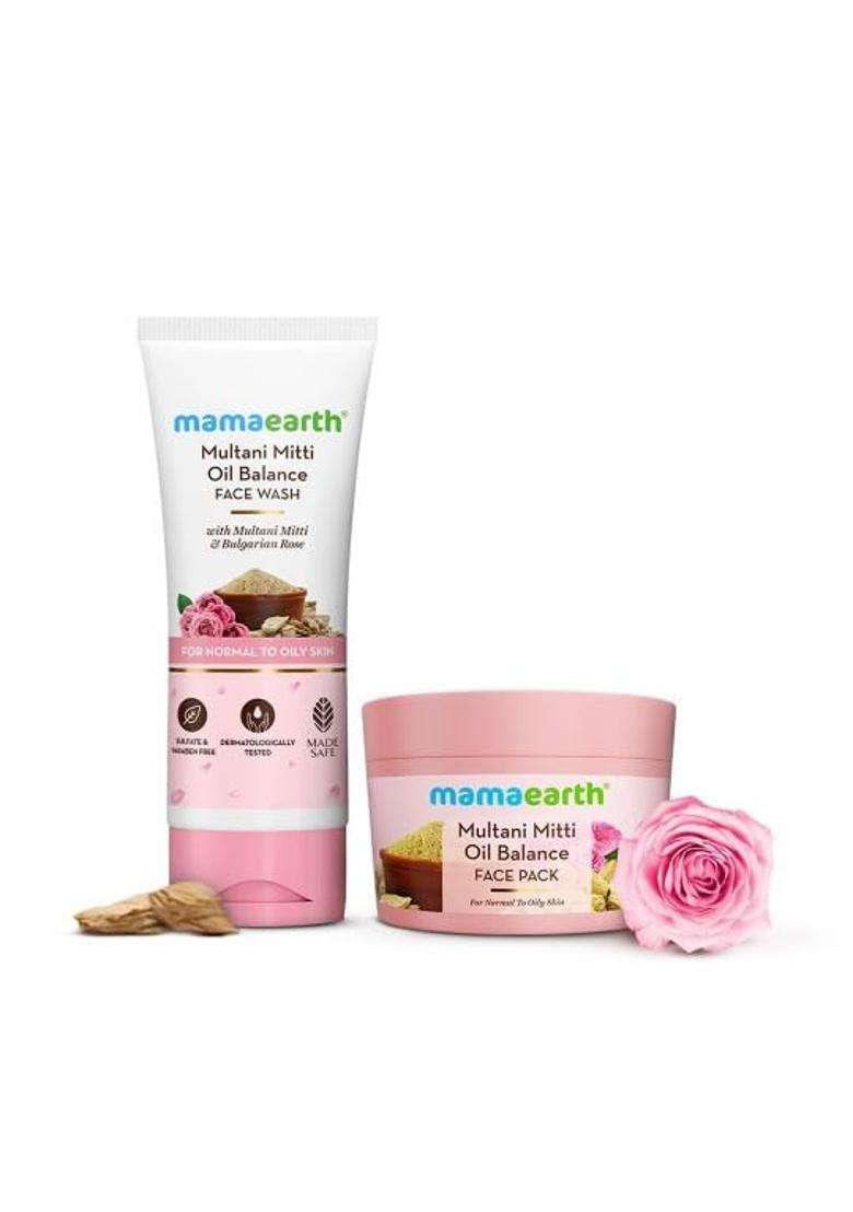 Mamaearth Multani Mitti Face Wash -100 ml & Face Pack (Pack of 2) | 200 g - Indya
