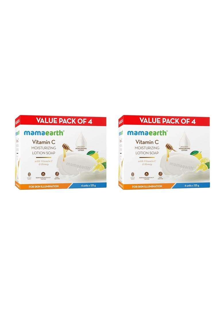 Mamaearth Vitamin C Moisturizing Lotion Soap(Value 125 g X 8 Units (Pack of 8) | Deeply Cleanses | Moisturizing Bathing Bar | Brightens Skin - Indya