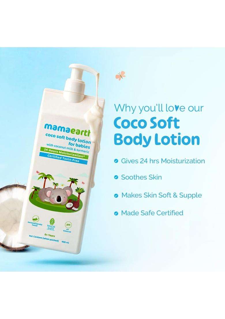 Mamaearth Coco Soft Body Lotion For Babies 400 ml | Infused with Coconut Milk & Turmeric - Indya