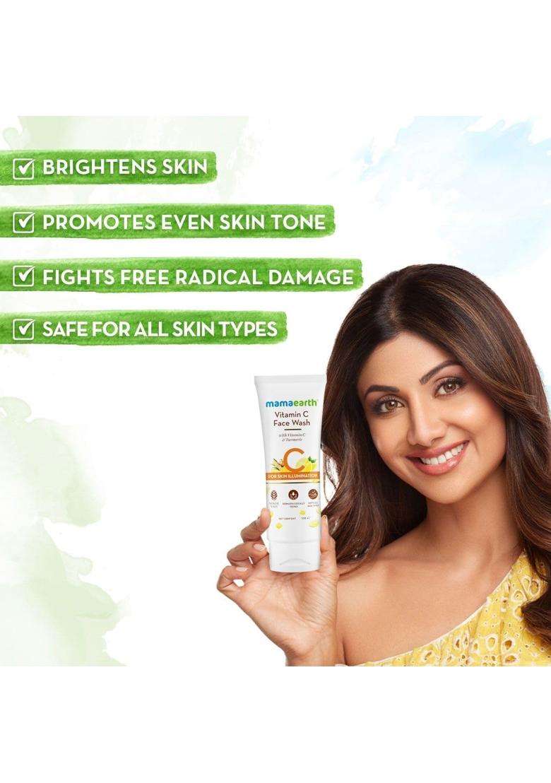 Mamaearth Vitamin C Glow Getter Duo 100 ml | Vitamin C Face Wash | 100 ml & Vitamin C Daily Glow Sunscreen | 80 g | Brightens Skin - Indya