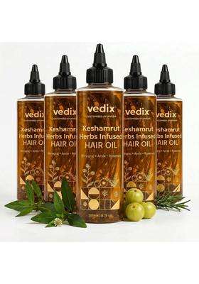 Vedix Keshamrut Ayurvedic Herb-Infused Hair Oil 200 ml (Pack of 5) | Authentic Traditional Formula
