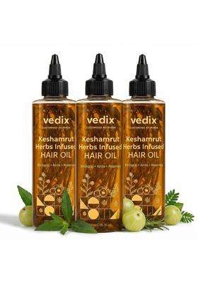 Vedix Keshamrut Ayurvedic Herb-Infused Hair Oil 200 ml (Pack of 3) | Authentic Traditional Formula