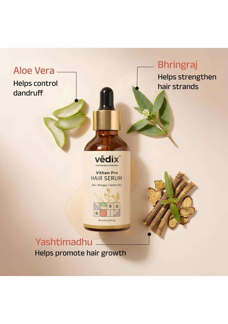 Vedix Vithan Pro Ayurvedic Hair Growth Serum For Men & Women l 40 ml | Authentic Traditional Formula - Indya