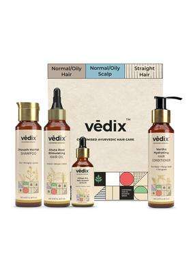 Vedix Ayurvedic Anti-Hairfall 4 Pc Kit 340 ml | Authentic Traditional Formula | Normal/Oily Scalp & Straight Hair