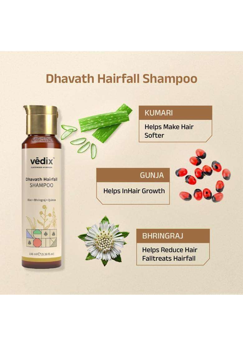 Vedix Ayurvedic Anti-Hairfall 4 Pc Kit 340 ml | Authentic Traditional Formula | Normal/Oily Scalp & Straight Hair - Indya