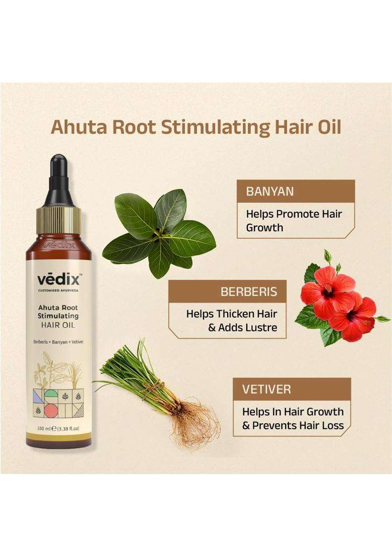 Vedix Ayurvedic Anti-Hairfall 4 Pc Kit 340 ml | Authentic Traditional Formula | Normal/Oily Scalp & Straight Hair - Indya