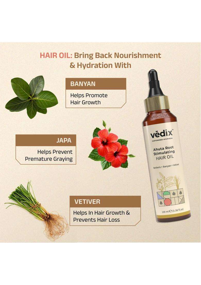 Vedix Ayurvedic Hairfall 3 Pc Kit 240 ml | Authentic Traditional Formula | Normal/Oily Hair & Scalp - Indya