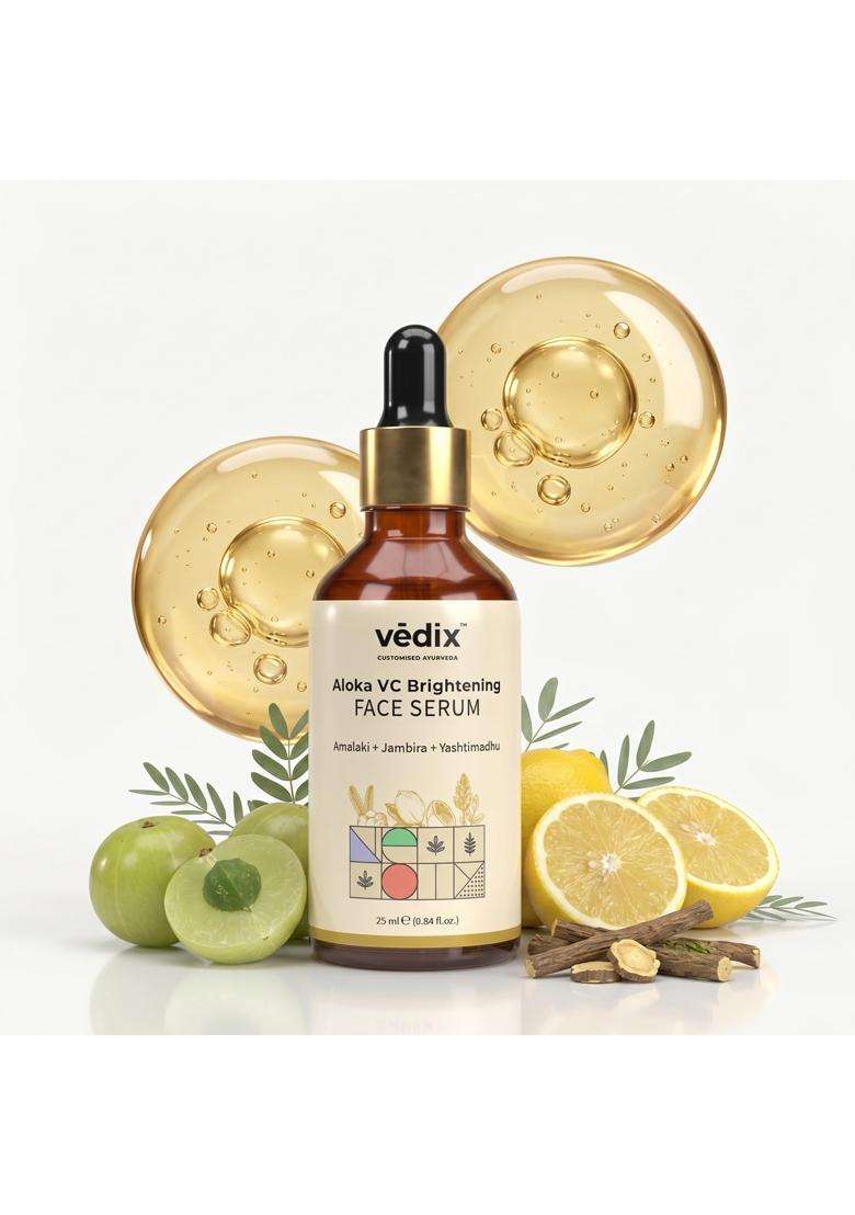 Vedix Aloka Ayurvedic Glow & Brightening Face Serum for Tanned Skin 25 ml | Authentic Traditional Formula - Indya