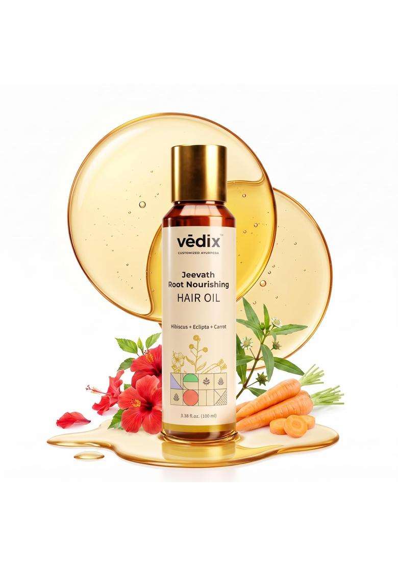 Vedix Jeevath Ayurvedic Hair Oil 100 ml | Authentic Traditional Formula | Normal/Oily Scalp,Straight Hair - Indya