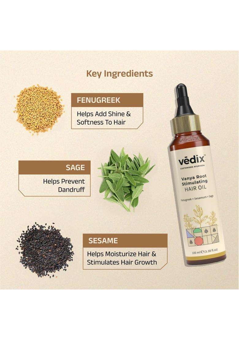 Vedix Vanya Ayurvedic Anti-Hairfall Oil 100 ml | Authentic Traditional Formula | Dry Scalp & Curly Hair l 100 ml - Indya