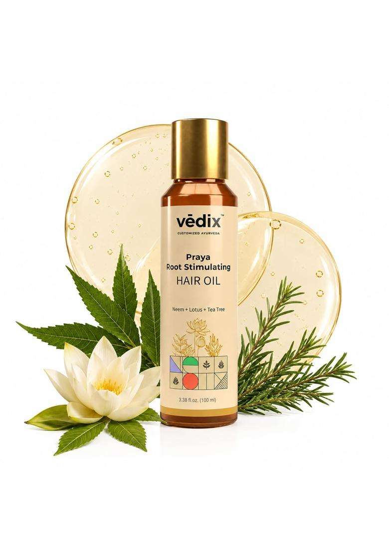 Vedix Praya Ayurvedic Anti-Hairfall Oil 100 ml | Authentic Traditional Formula | Oily Scalp & Wavy Hair l 100 ml - Indya