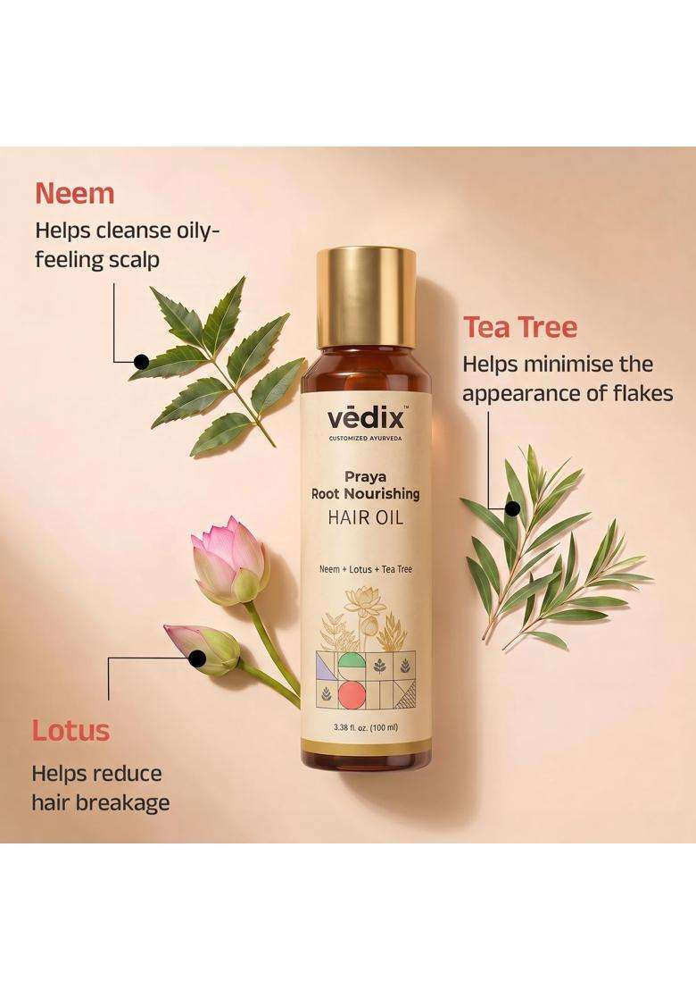 Vedix Praya Ayurvedic Anti-Hairfall Oil 100 ml | Authentic Traditional Formula | Oily Scalp & Wavy Hair l 100 ml - Indya