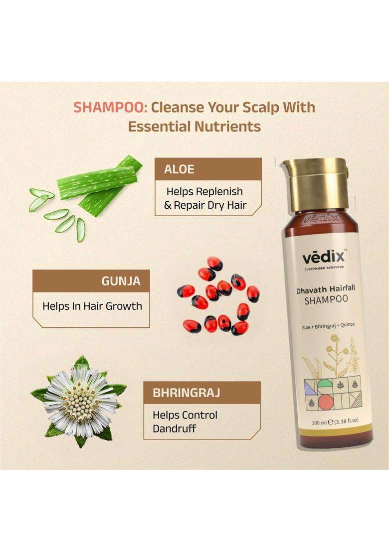 Vedix Ayurvedic Shampoo & Hair Oil Combo 200 ml | Authentic Traditional Formula | Normal/Oily Scalp & Wavy Hair - Indya