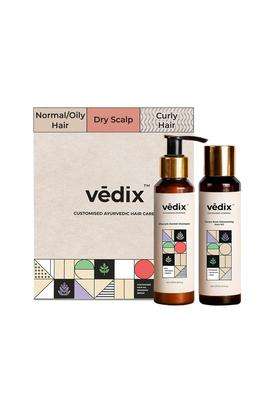 Vedix Ayurvedic Anti-Hairfall Shampoo & Oil Combo 200 ml | Authentic Traditional Formula | Dry Scalp & Curly Hair