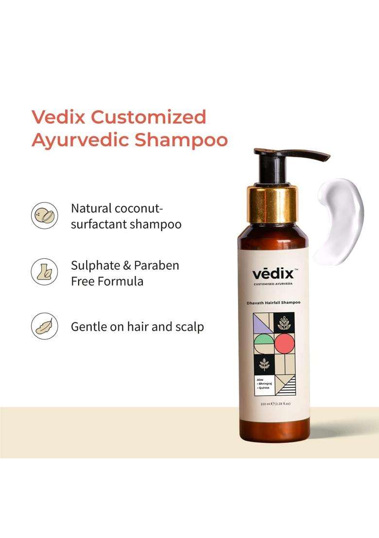 Vedix Ayurvedic Anti-Hairfall Shampoo & Oil Combo 200 ml | Authentic Traditional Formula | Dry Scalp & Curly Hair - Indya