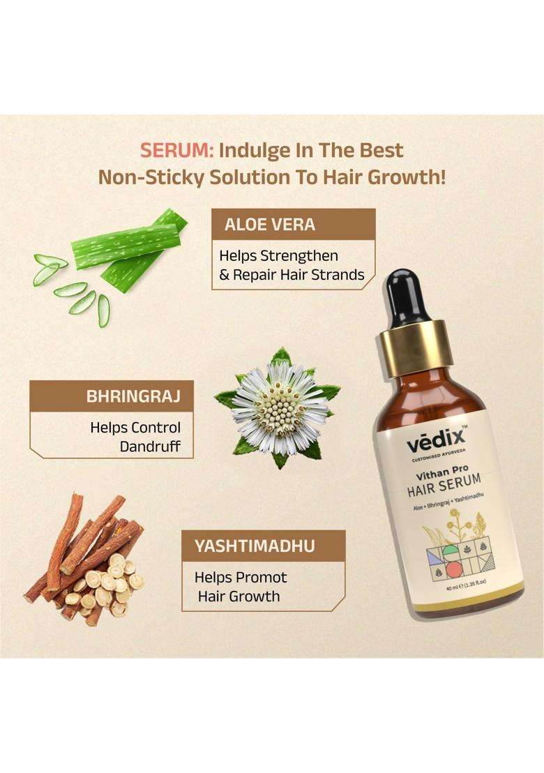 Vedix Ayurvedic Anti-Hairfall 3 Pc Kit 240 ml | Authentic Traditional Formula | Normal/Oily Scalp & Wavy Hair - Indya