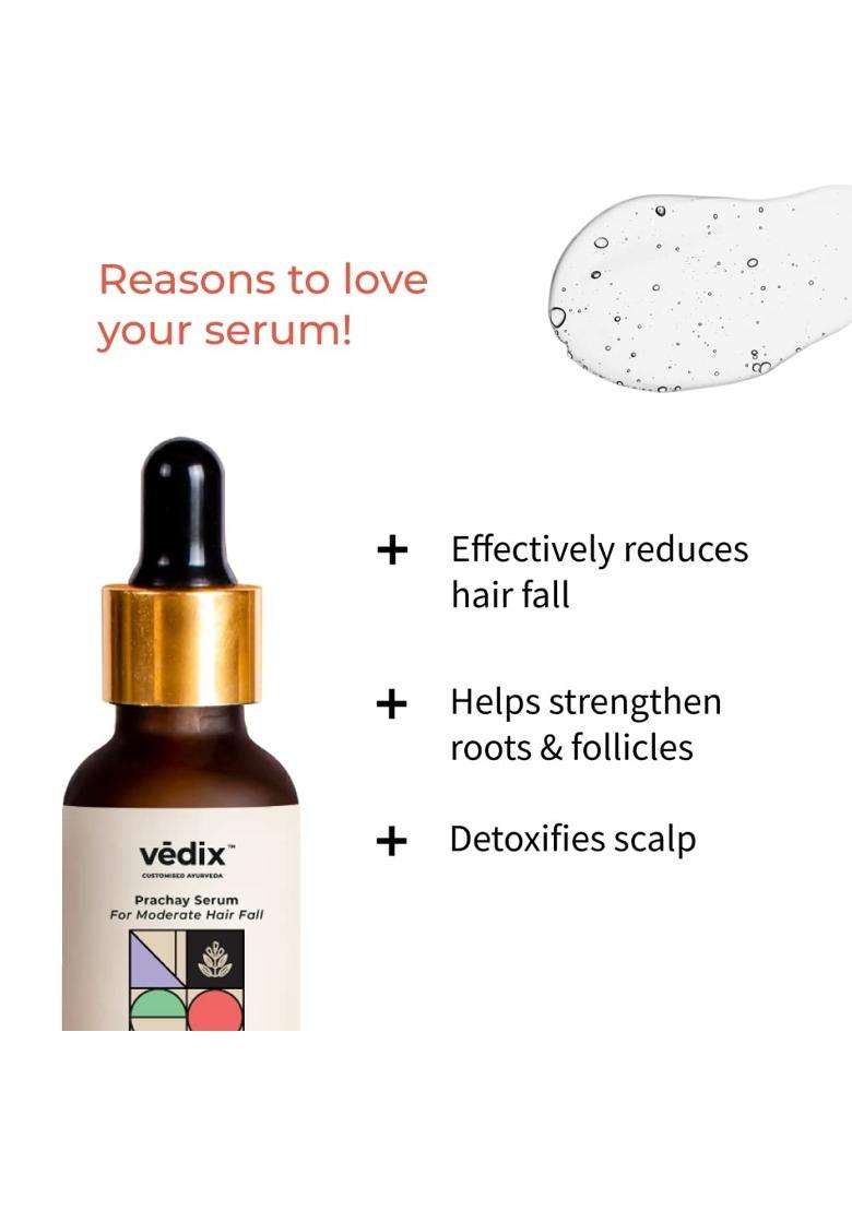 Vedix Ayurvedic Shampoo & Serum Combo 140 ml | Authentic Traditional Formula | Normal/Oily Hair & Moderate Hairfall - Indya