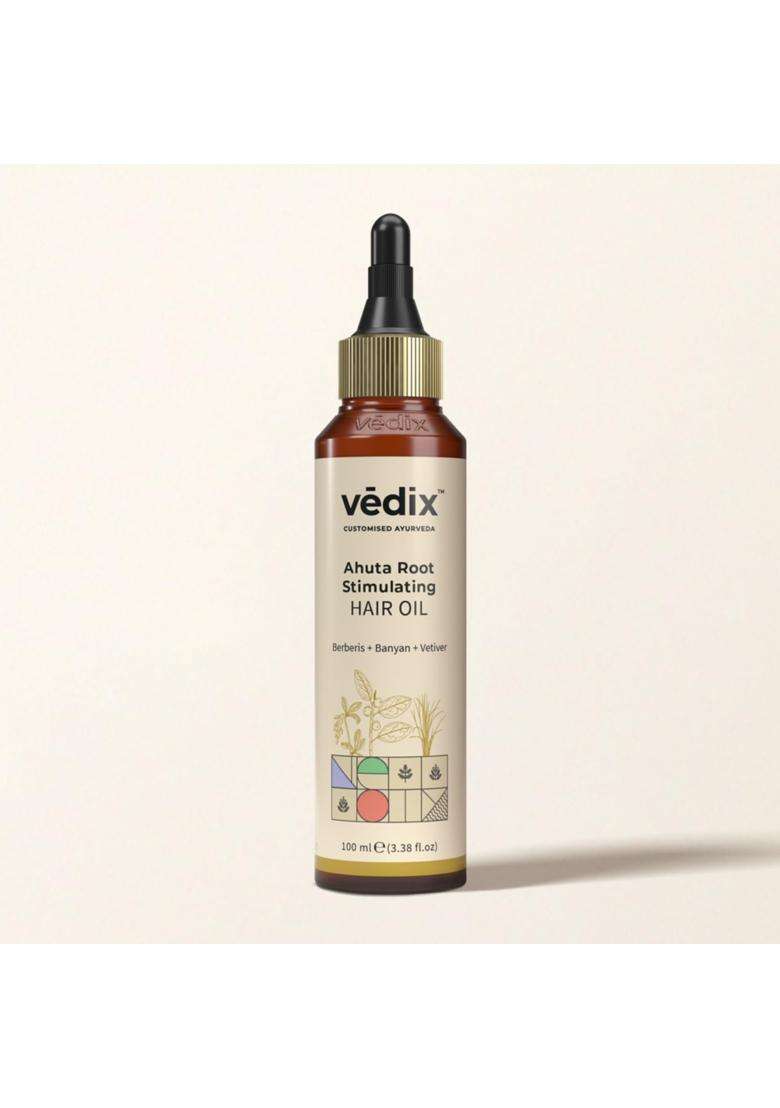 Vedix Ahuta Ayurvedic Hair Oil 100 ml | Authentic Traditional Formula | Normal-Oily Scalp & Straight Hair l 100 ml - Indya